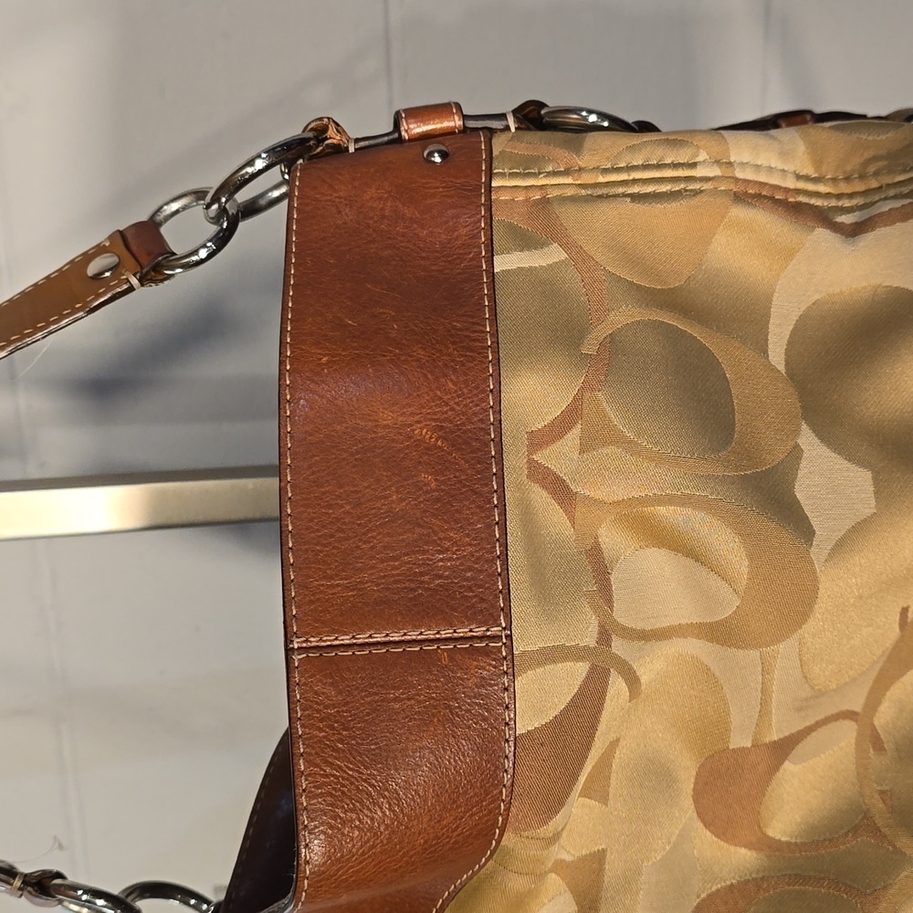 Gold and tan Coach purse - Picture 9 of 14